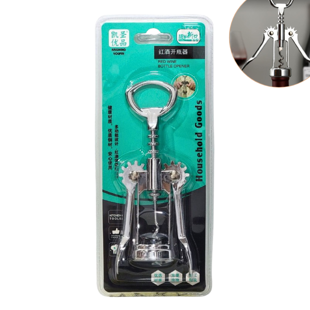 SACACORCHOS Y DESTAPADOR MULTIUSOS PARA BOTELLAS DE ACERO INOXIDABLE
