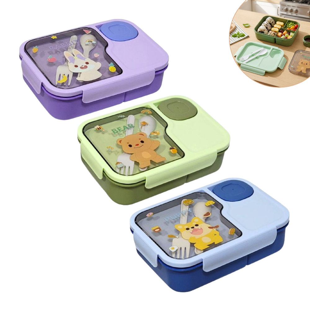 SET DE LONCHERA CON SEPARADOR, CUBIERTOS Y RECIPIENTE PARA SALSA PARA NIÑOS