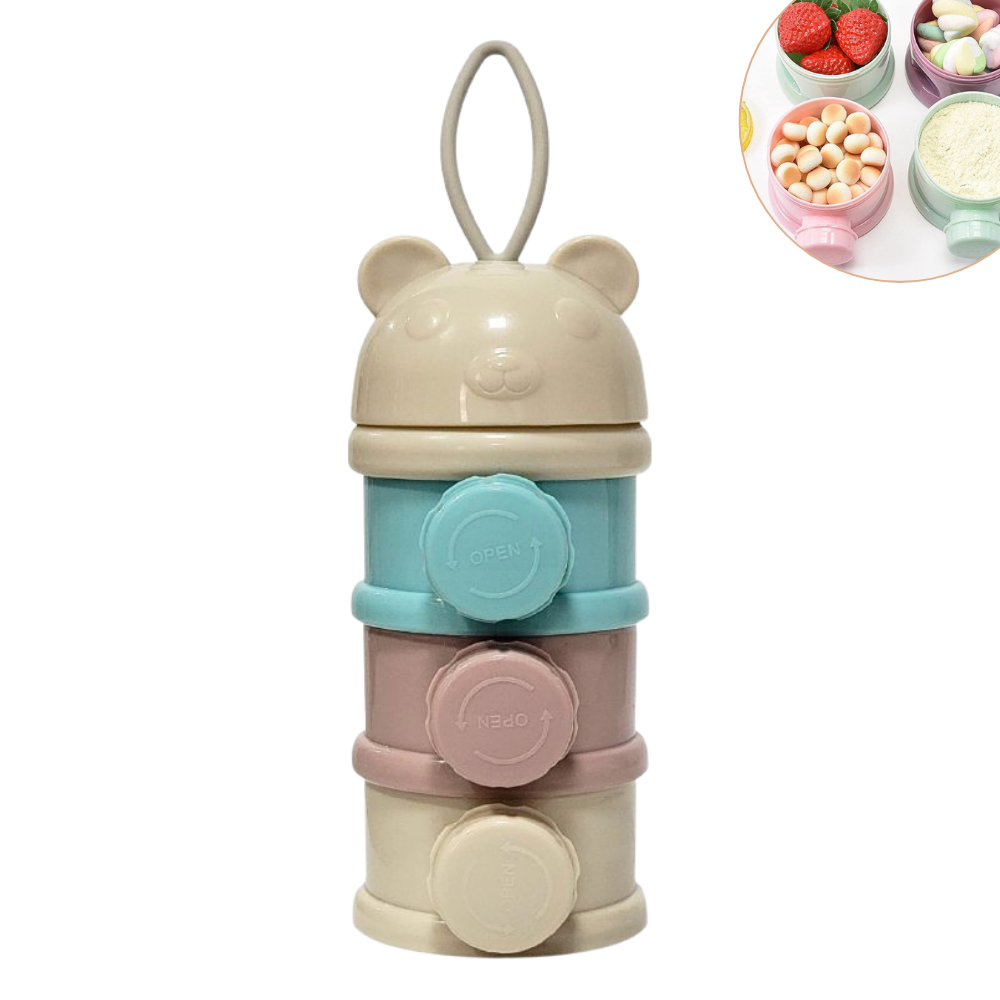 RECIPIENTES APILABLES DE ALMACENAMIENTO PORTATIL PARA ALIMENTOS DE BEBE CON ESTILO DE OSO