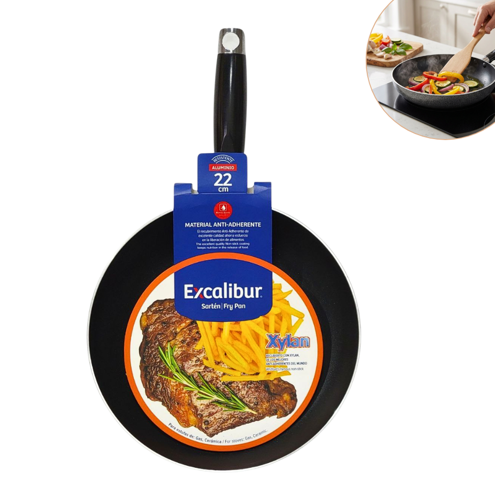 SARTEN MULTIUSOS ANTIADHERENTE DE ALUMINIO EXCALIBUR 22CM