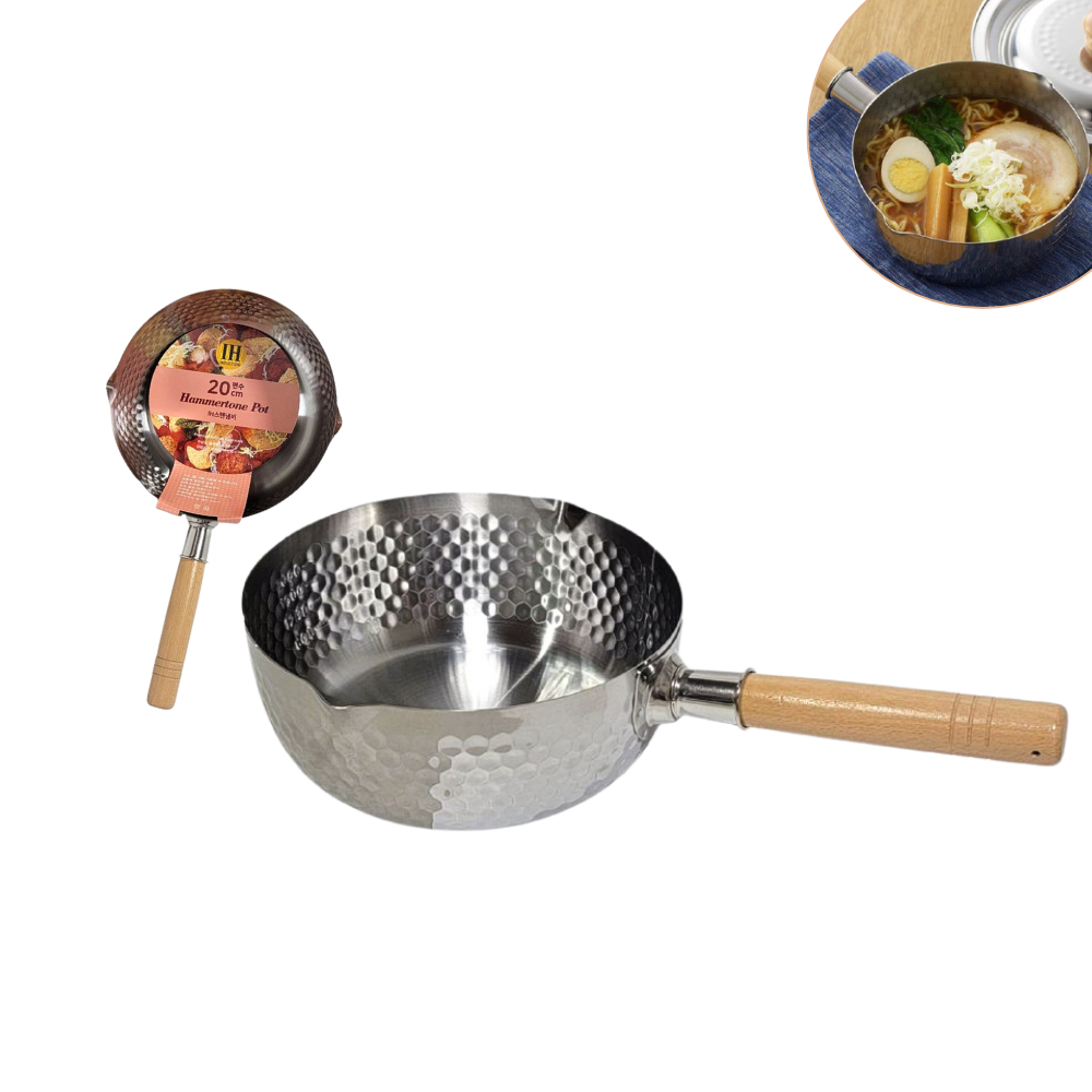 SARTEN JAPONES ANTIADHERENTE TIPO CACEROLA SIN TAPA DE ALUMINIO CON MANGO DE MADERA 20CM