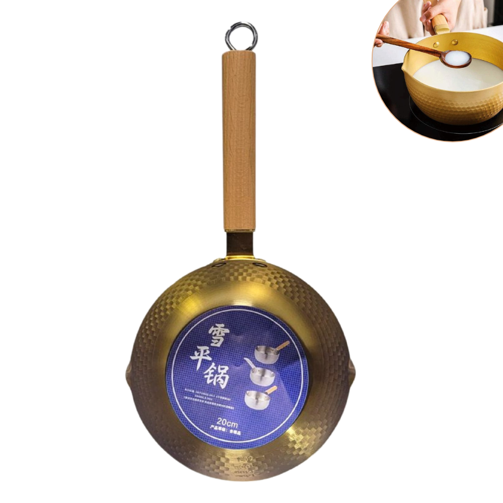 SARTEN JAPONES ANTIADHERENTE TIPO CACEROLA SIN TAPA DE ALUMINIO CON MANGO DE MADERA 20CM