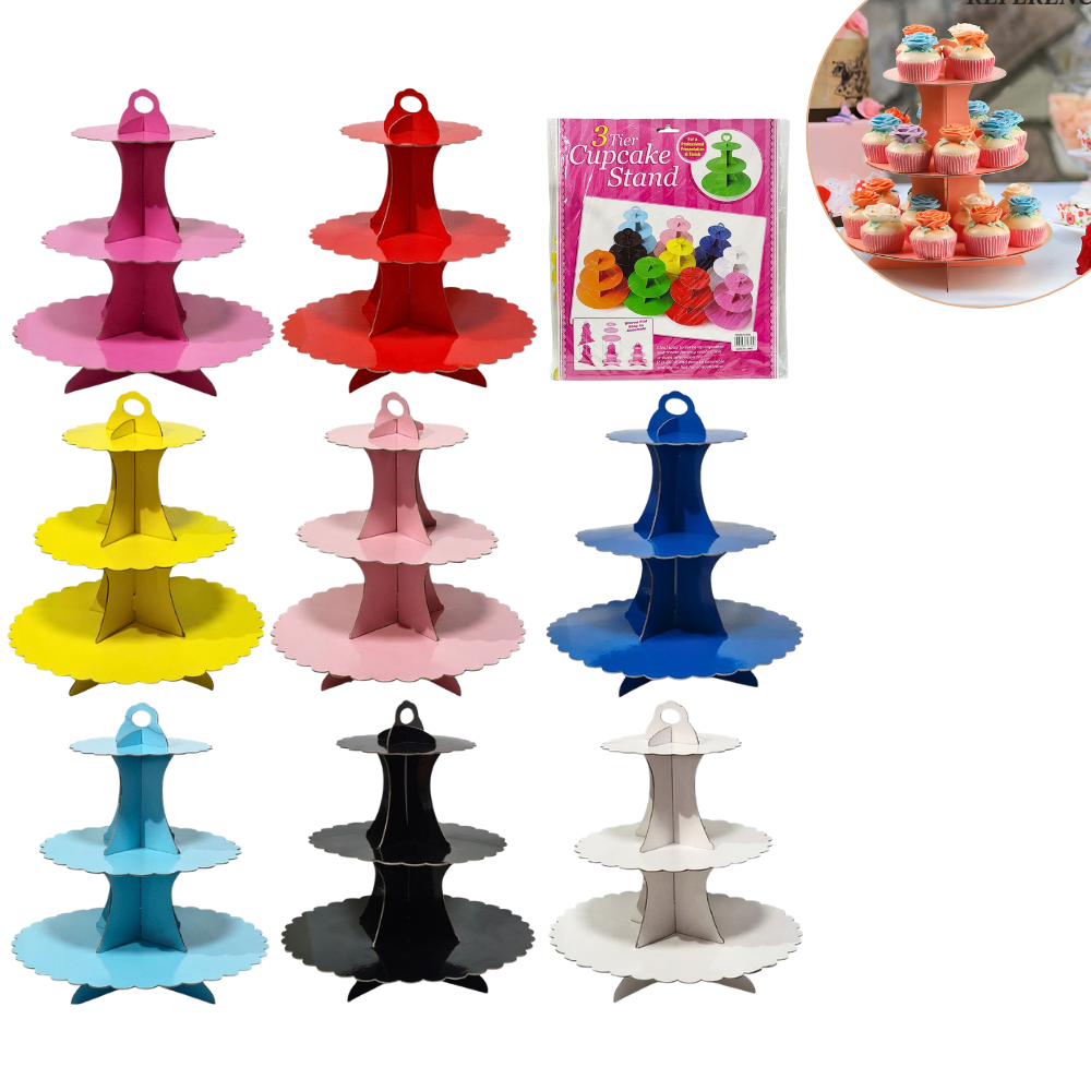 ESTANTE ORGANIZADOR DE CARTON PARA CUPCAKES DE 3 NIVELES
