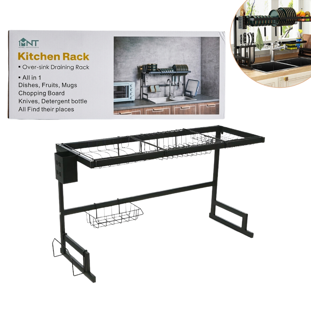 ESTANTE ORGANIZADOR ESCURRIDOR DE PLATOS DE 2 NIVELES DE ACERO INOXIDABLE HOME IMPLEMENTS 51X32X85CM