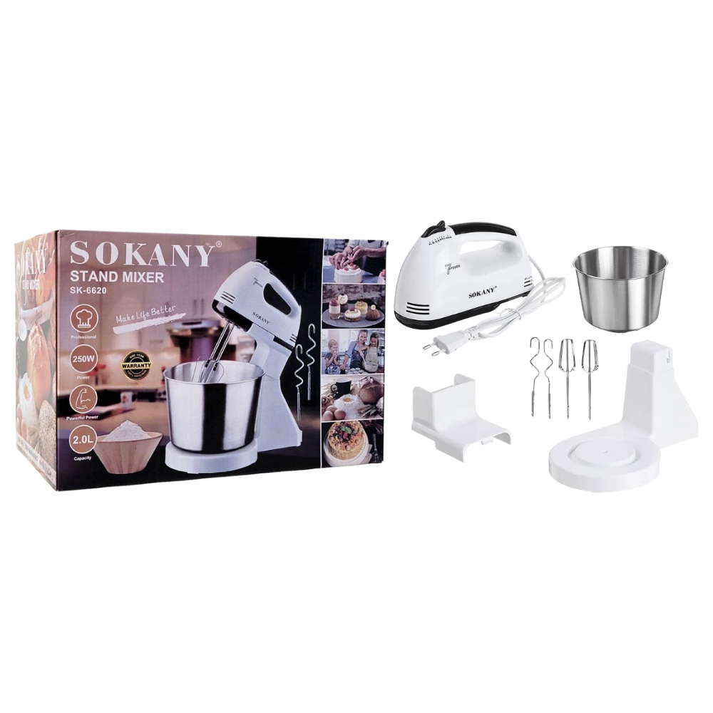 BATIDORA ELECTRICA 5 VELOCIDADES ACERO INOXIDABLE 250W SK-6620 SOKANY