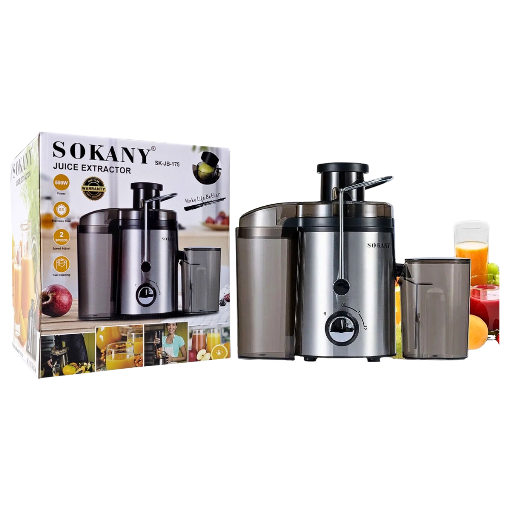 EXPRIMIDOR DE JUGO DE ACERO INOXIDABLE CON 2 VELOCIDADES 800W SK-JB-175 SOKANY 800ML