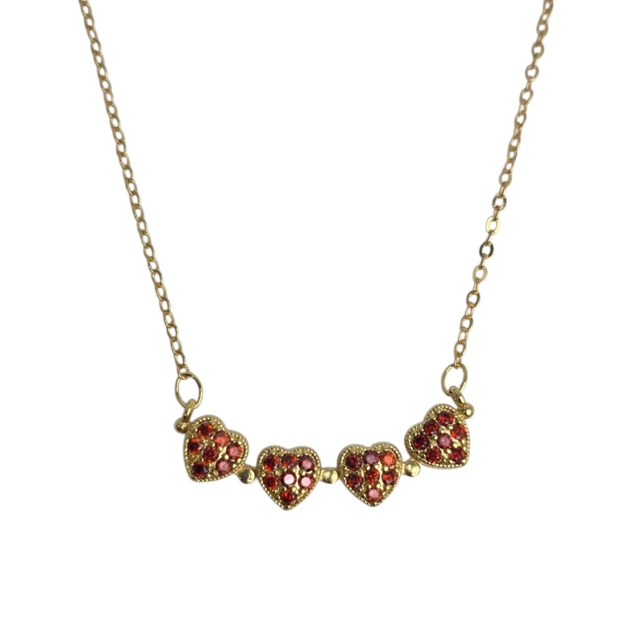 SET DE ENCHAPE PARA DAMA DE CORAZON Y CIRCONIAS ROJAS