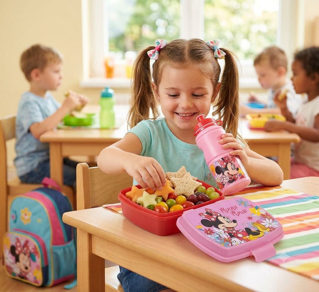 SET DE LONCHERA INFANTIL CON VASO PARA NIÑAS DE DISNEY MINNIE MOUSE