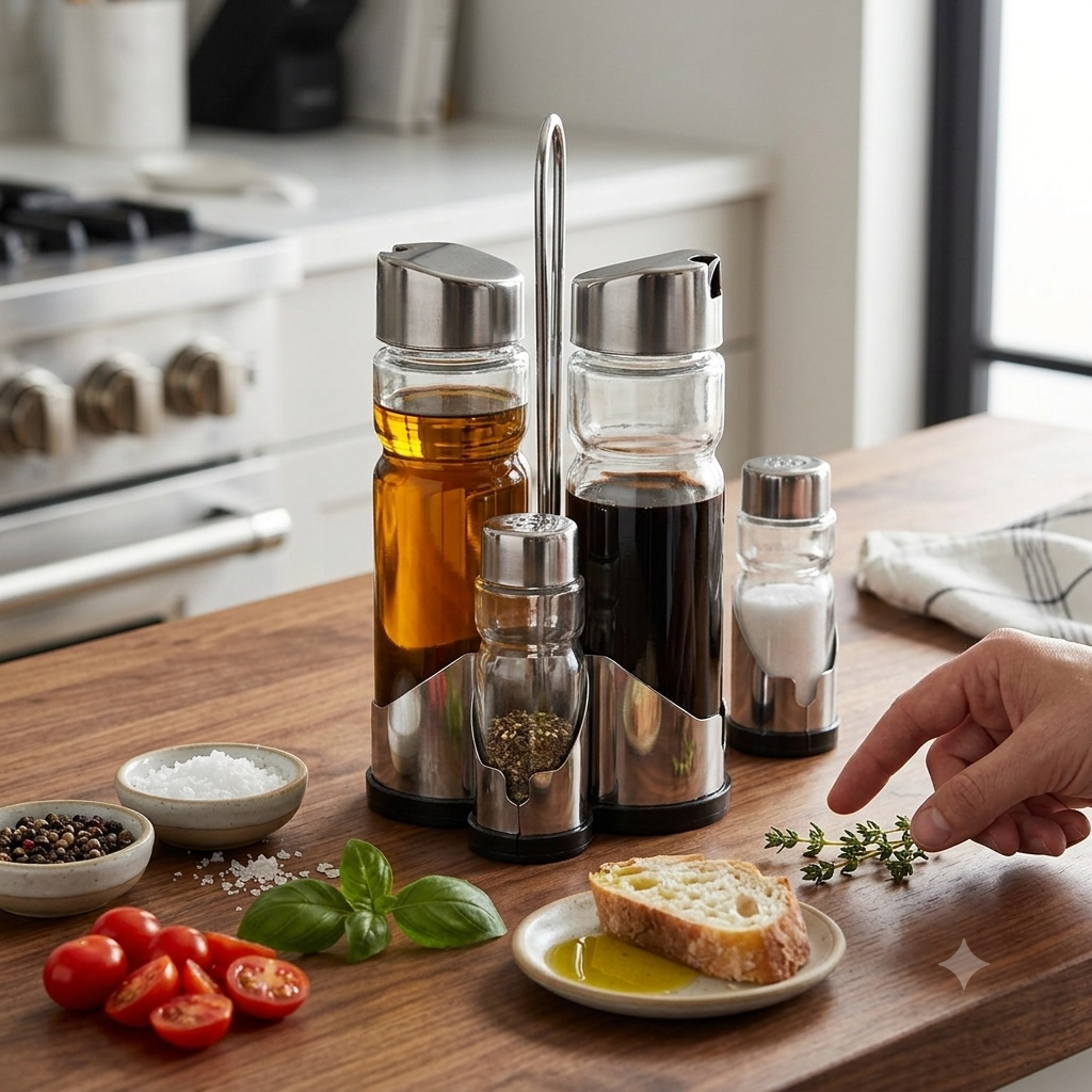 ORGANIZADOR DE ESPECIAS CONDIMENTOS Y ACEITES PARA COCINA CON SOPORTE METALICO LIFEART 5PCS