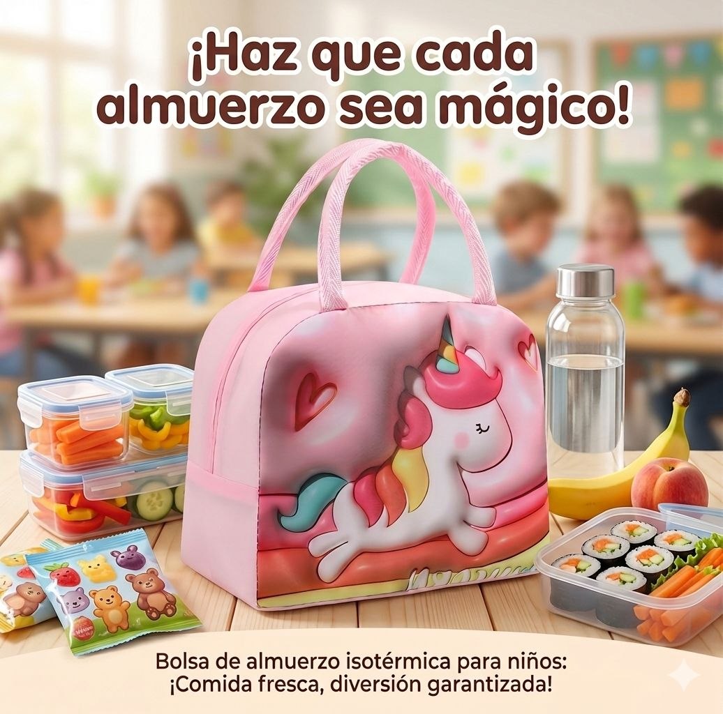 LONCHERA TERMICA INFANTIL CON DISEÑOS DE ANIMALES 22X19CM