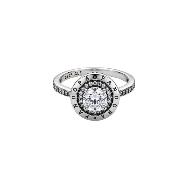 ANILLO PANDORA DE PLATA 9.25 CON DIAMANTE CIRCULAR PESO: 3.9G