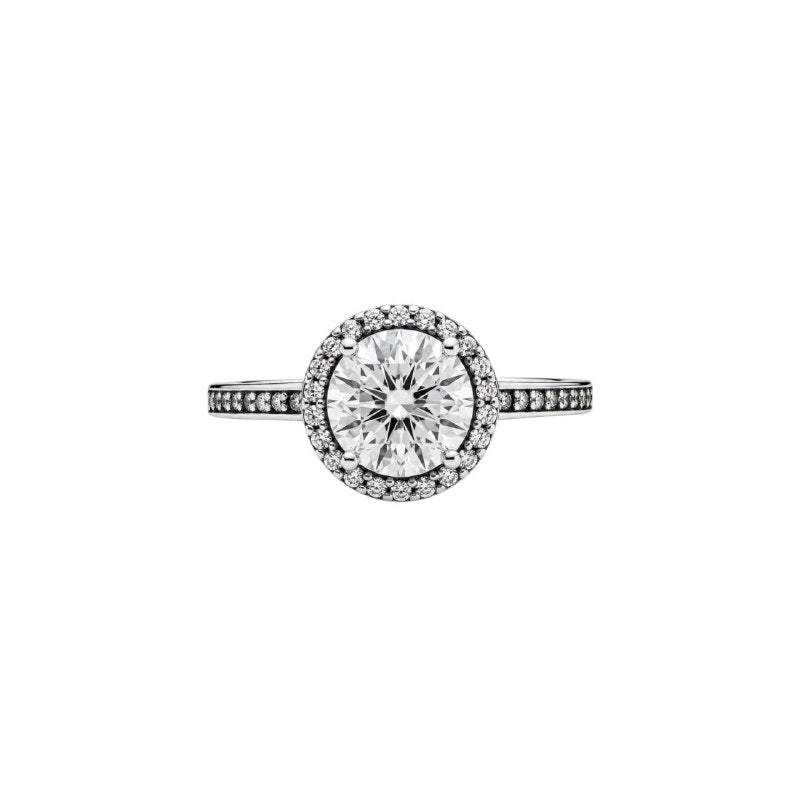 ANILLO PANDORA DE PLATA 9.25 CON DIAMANTE CIRCULAR PESO: 3.5G