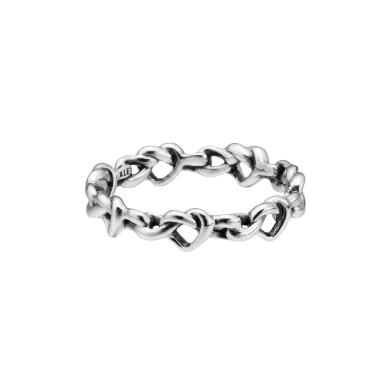 ANILLO PANDORA DE PLATA 9.25 DE CORAZONES ENTRELAZADOS PESO: 1.4G