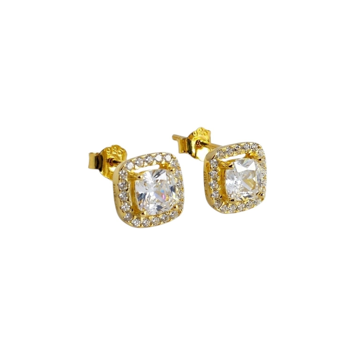 ARITOS PANDORA DE PLATA 9.25 FORMA CUADRADA COLOR ORO 2.3G