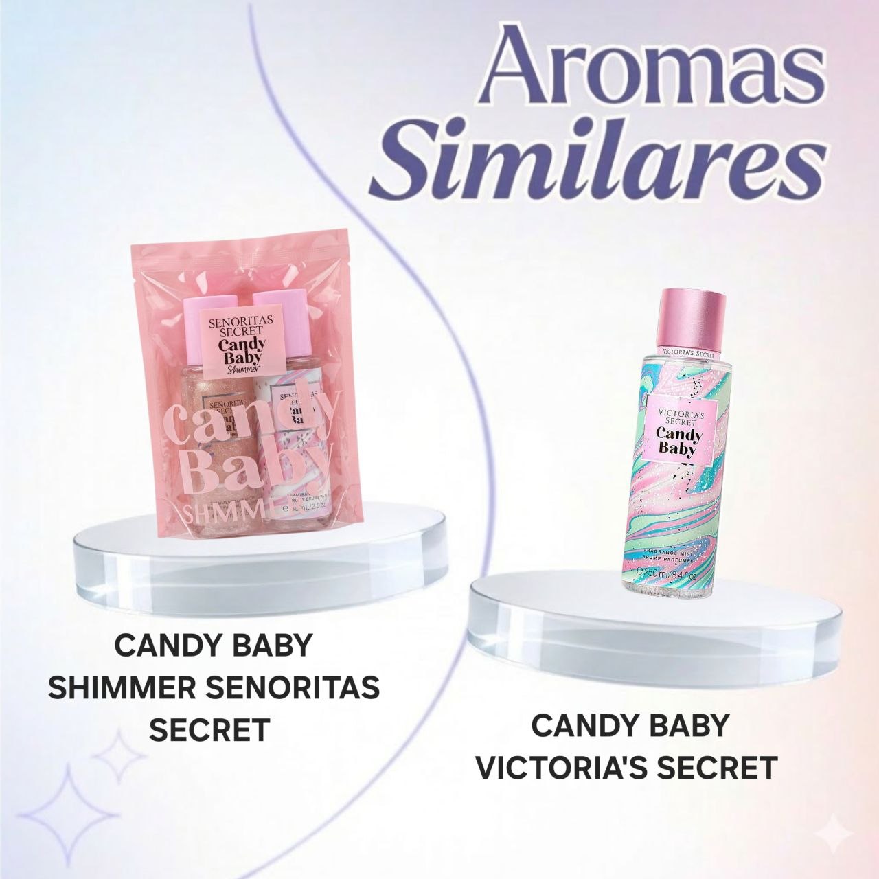 SET MINI SENORITAS SECRET CANDY BABY SPLASH 75ML SHIMMER 75ML (M) (AROMA SIMILAR A VICTORIAS SECRET CANDY BABY)