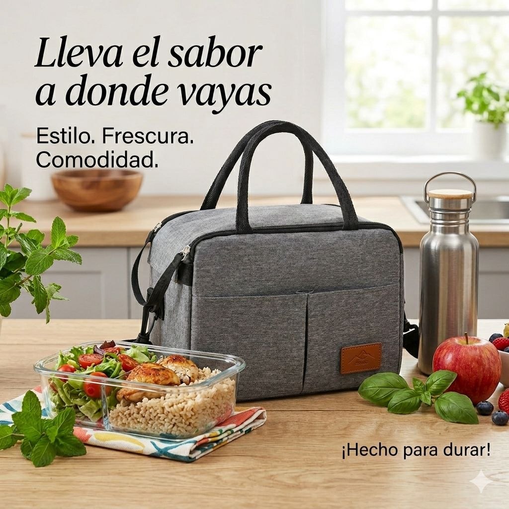 LONCHERA TERMICA PORTATIL DE GRAN CAPACIDAD IMPERMEABLE 25X9CM