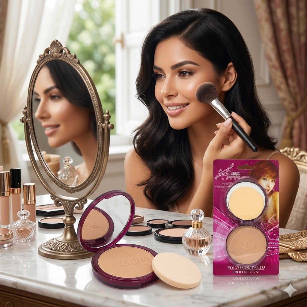 POLVO COMPACTO SELLADOR EFECTO SUAVIZANTE 6 TONOS YH BEJA COSMETICS 15G