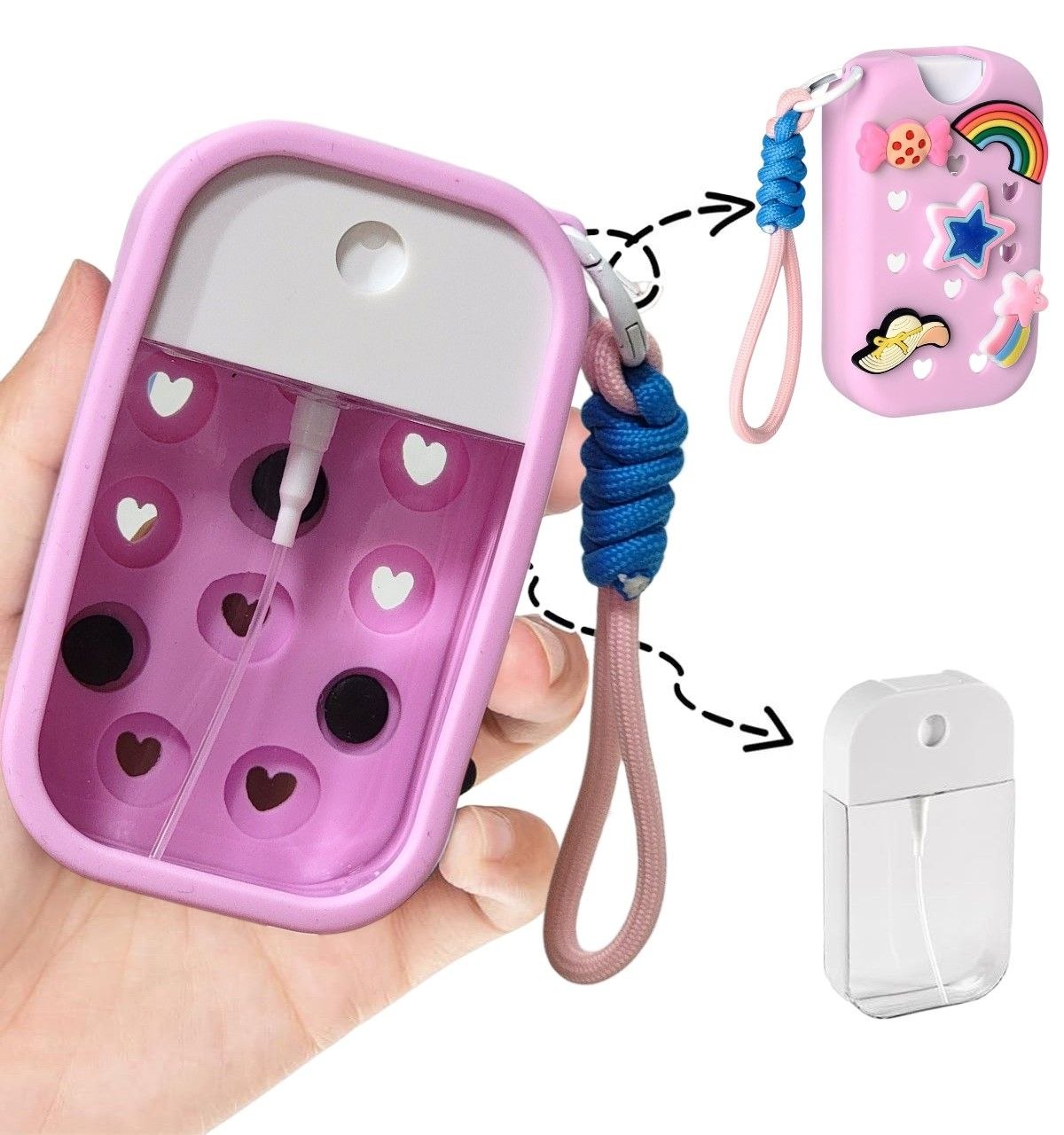 LLAVERO CON FUNDA DE SILICONA PARA DESINFECTANTE DE MANOS 30ML