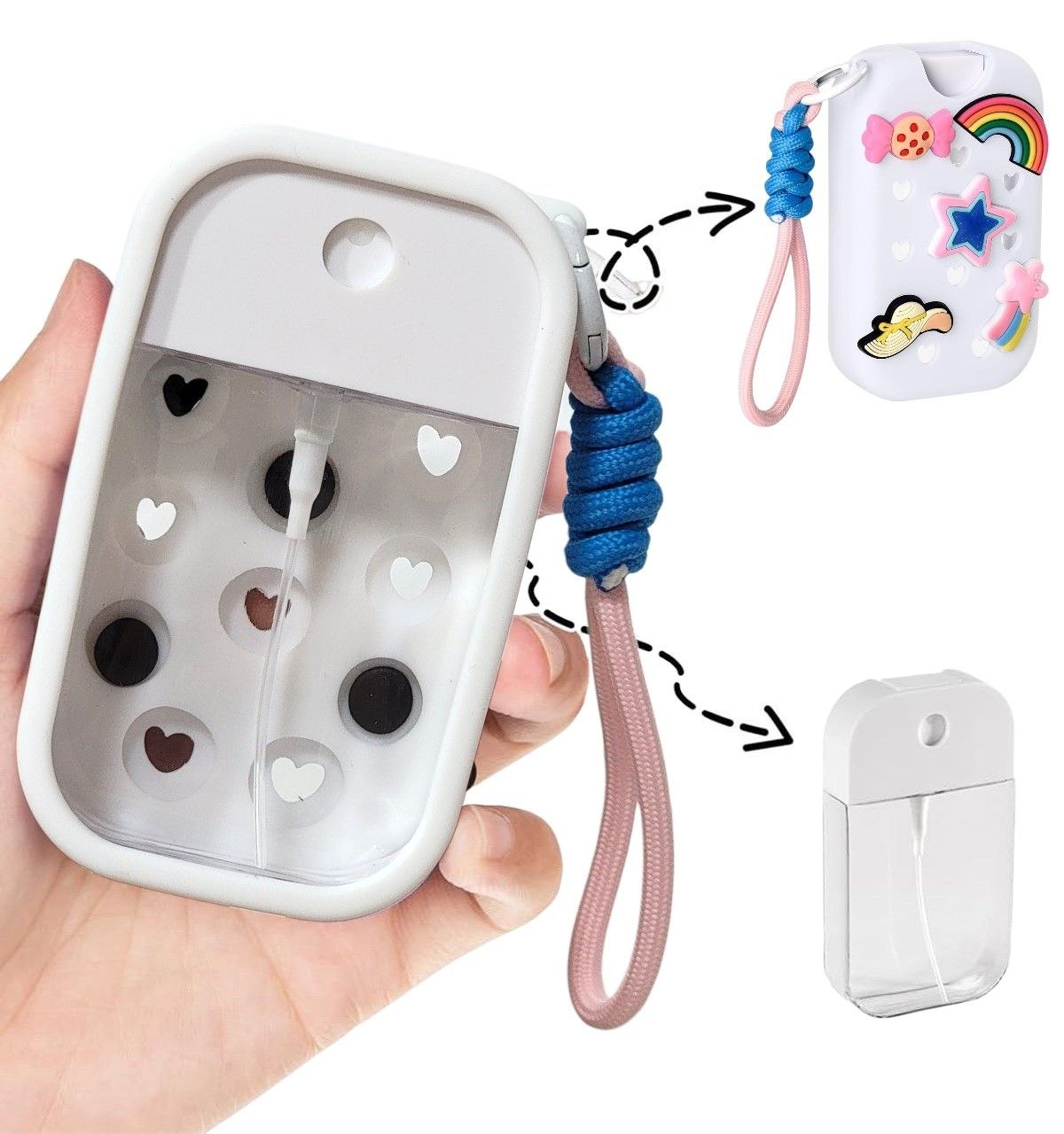 LLAVERO CON FUNDA DE SILICONA PARA DESINFECTANTE DE MANOS 30ML