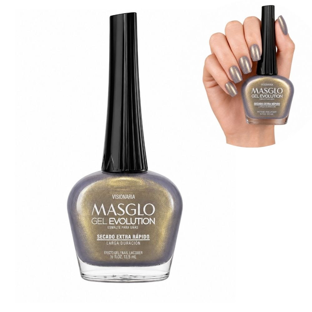 ESMALTE DE UÑAS CON EFECTO GEL DE SECADO EXTRA RÁPIDO MASGLO GEL EVOLUTION PASO 2 "ESTILO VISIONARIA" 13.5 ML
