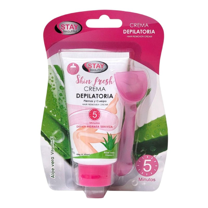 ESPUMA DE AFEITAR, CREMA DE DEPILAR EN 5 MINUTOS, DEPILA, HIDRATA Y SUAVIZA CON ALOE VERA Y VITAMINE E STAY BEAUTIFUL 150G