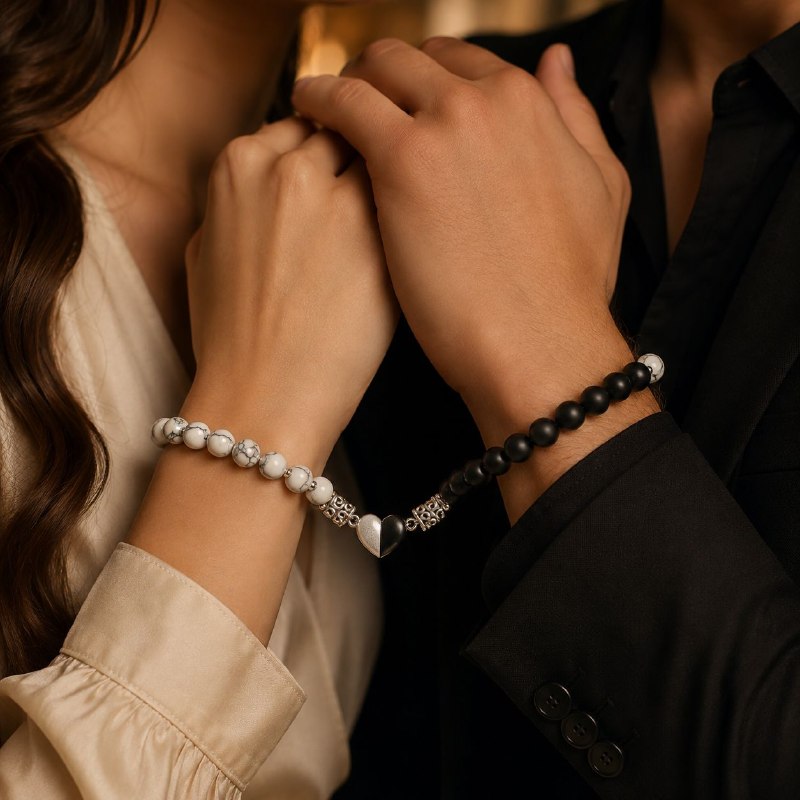 PULSERA DE ENCHAPE PARA PAREJAS CON DISEÑO DE CORAZON 6CM