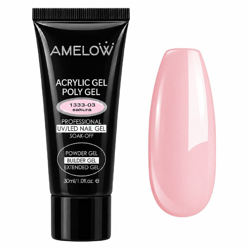 GEL ACRILICO PROFESIONAL DE CONSTRUCCION Y EXTENSION DE UÑAS AMELOW 30ML