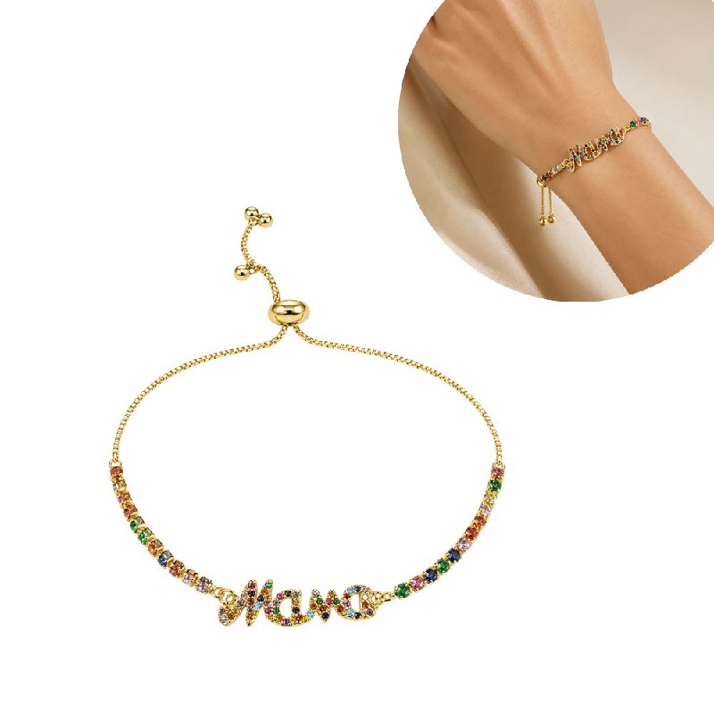PULSERA DE ENCHAPE AJUSTABLE PARA DAMA CON DISEÑO DE MAMA