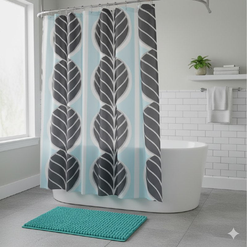 CORTINA DE DUCHA EN SET DE 2 PIEZAS TAPETE 40X60CM, CORTINA Y GANCHOS 180X180CM BENELI HOME