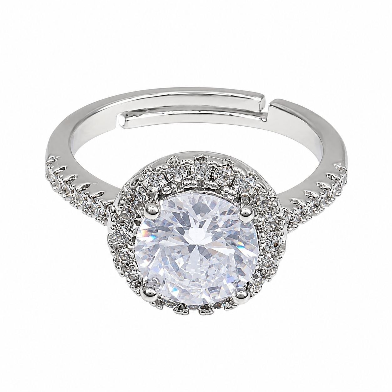ANILLO DE ENCHAPE PARA DAMA CON DISEÑO ESTILO HALO Y CIRCONES BRILLANTES