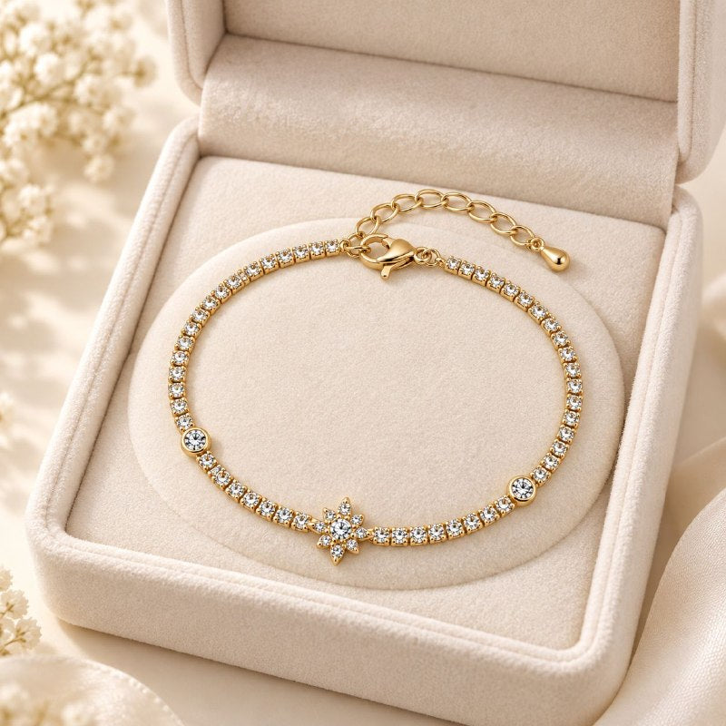 PULSERA DE ENCHAPE PARA DAMA CON DISEÑO DE ESTRELLA 16CM