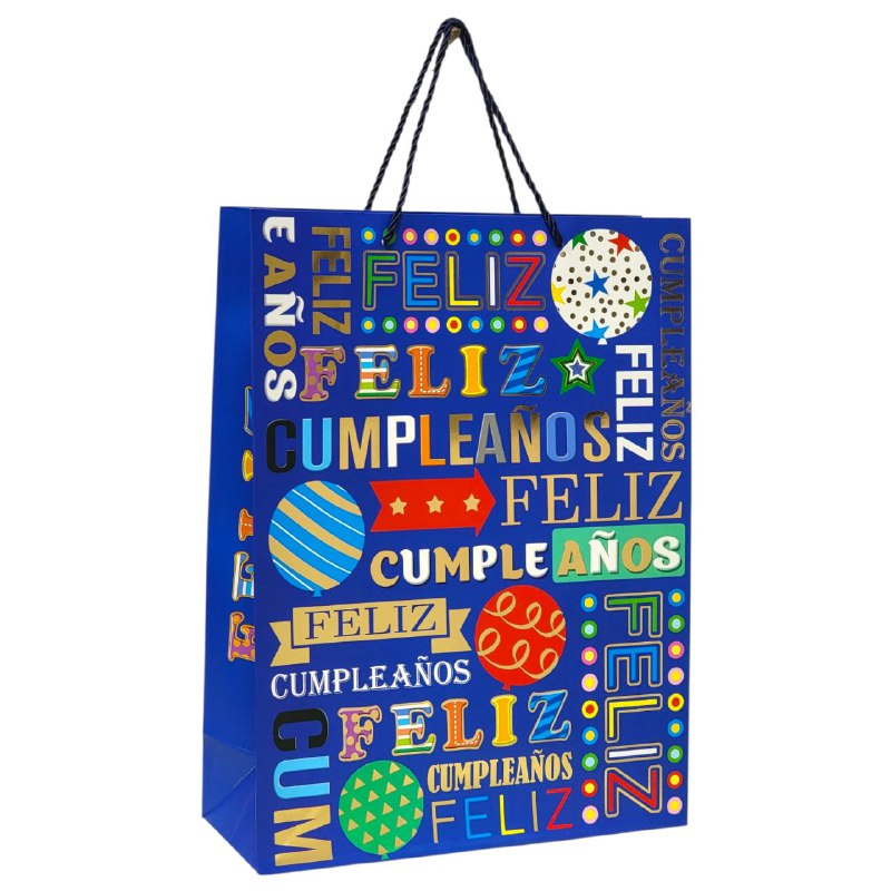 BOLSA DE REGALO DE FELIZ CUMPLEAÑOS GRANDE 30X12X40CM