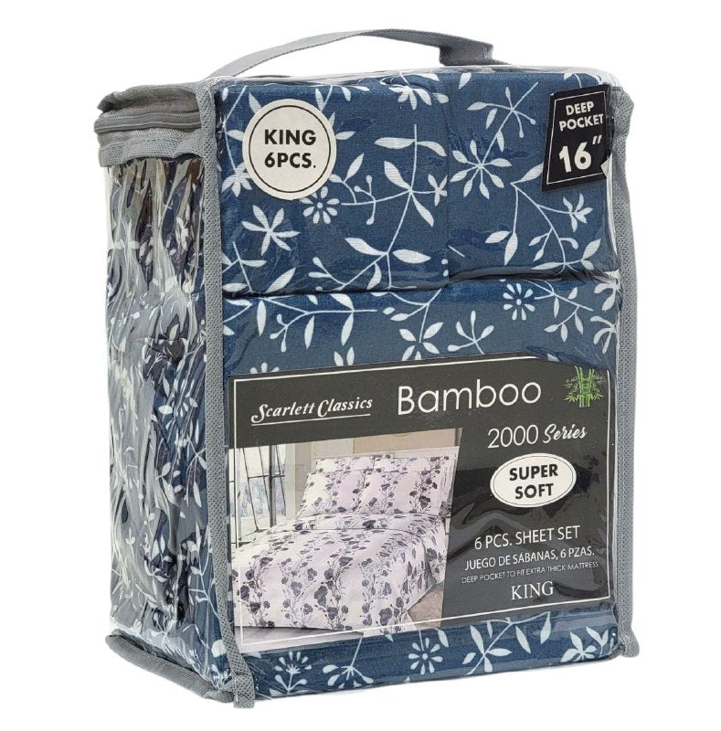JUEGO DE SABANAS CAMERA DE 6 PIEZAS KING SCARLETT CLASSICS BAMBOO, 25 ESTILOS