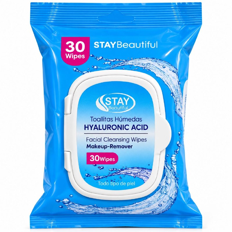 TOALLITAS HUMEDAS FACIALES CON ACIDO HIALURONICO DESMAQUILLANTES E HIDRATANTES STAY BEAUTIFUL 30UND
