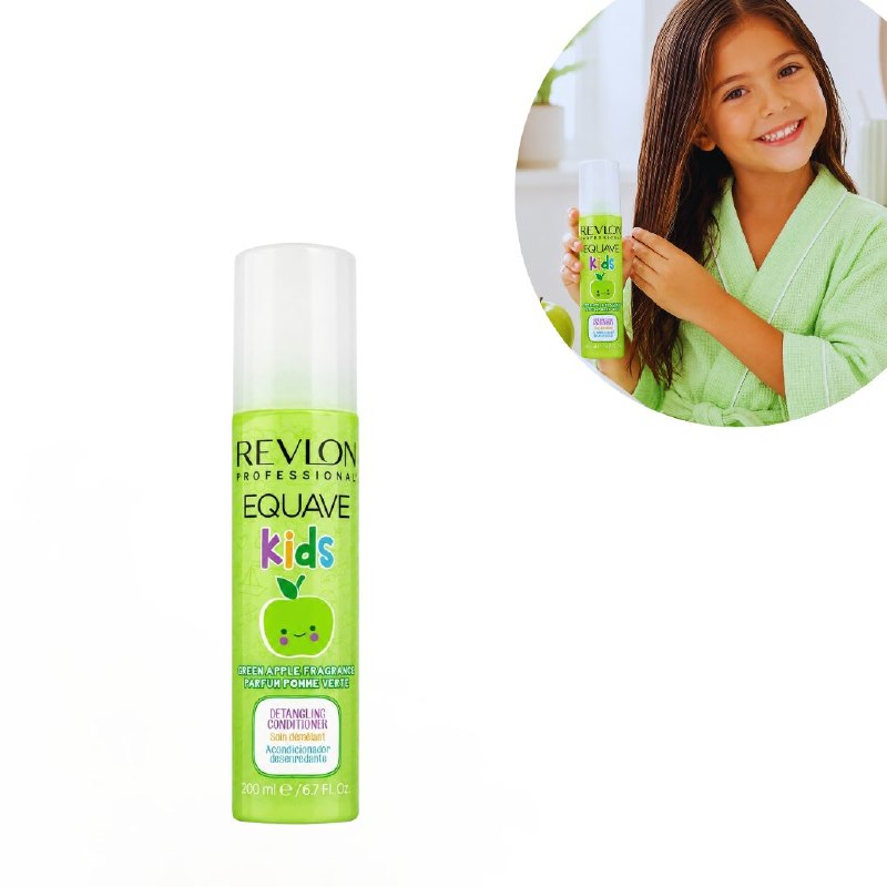 ACONDICIONADOR DESENREDANTE EN SPRAY SIN ENJUAGUE CON AROMA DE MANZANA VERDE PARA NIÑAS REVLON 200ML