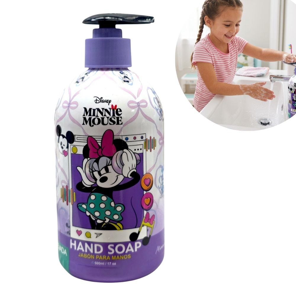 JABÓN LÍQUIDO PARA MANOS DISNEY MINNIE MOUSE CON DISPENSADOR 500ML