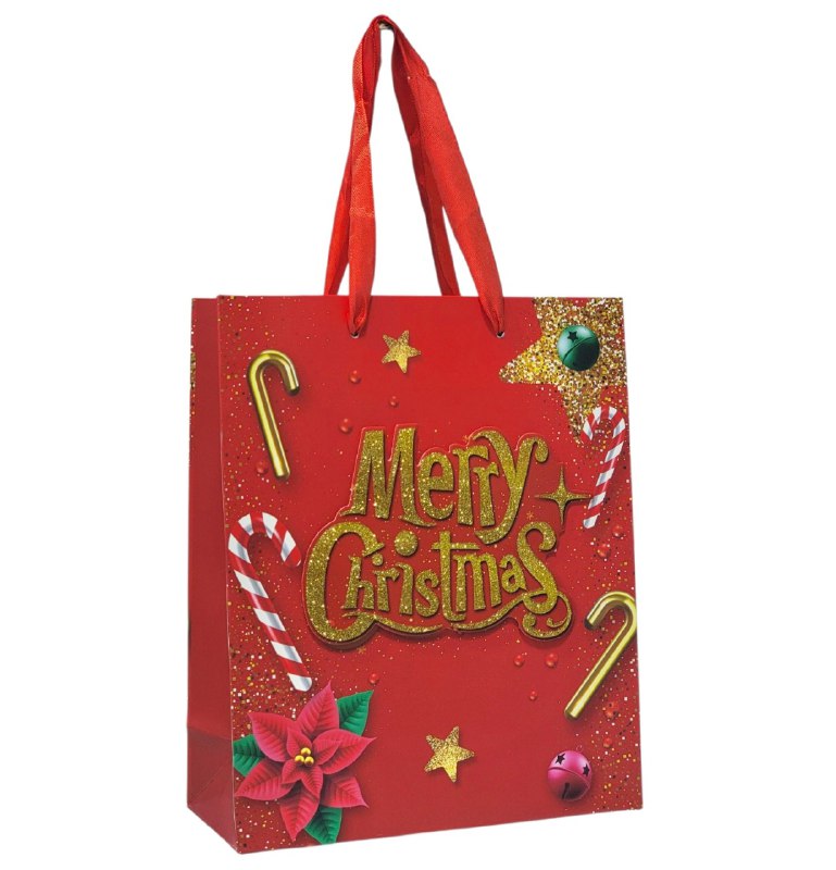 BOLSA DE REGALO NAVIDEÑA PEQUEÑA 19.5X23.5X8CM