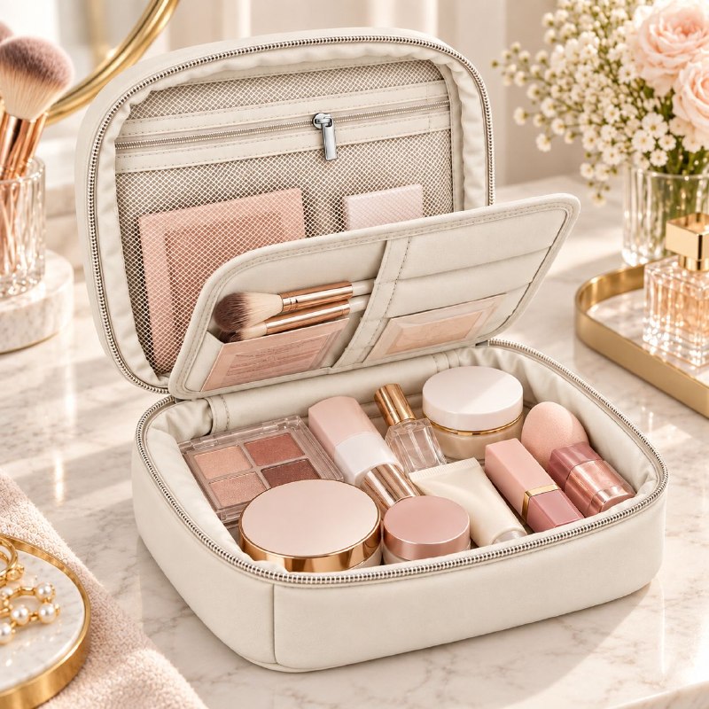 BOLSO COSMETIQUERA ORGANIZADOR CON ASA BEENLOVE 22.5X10X19CM