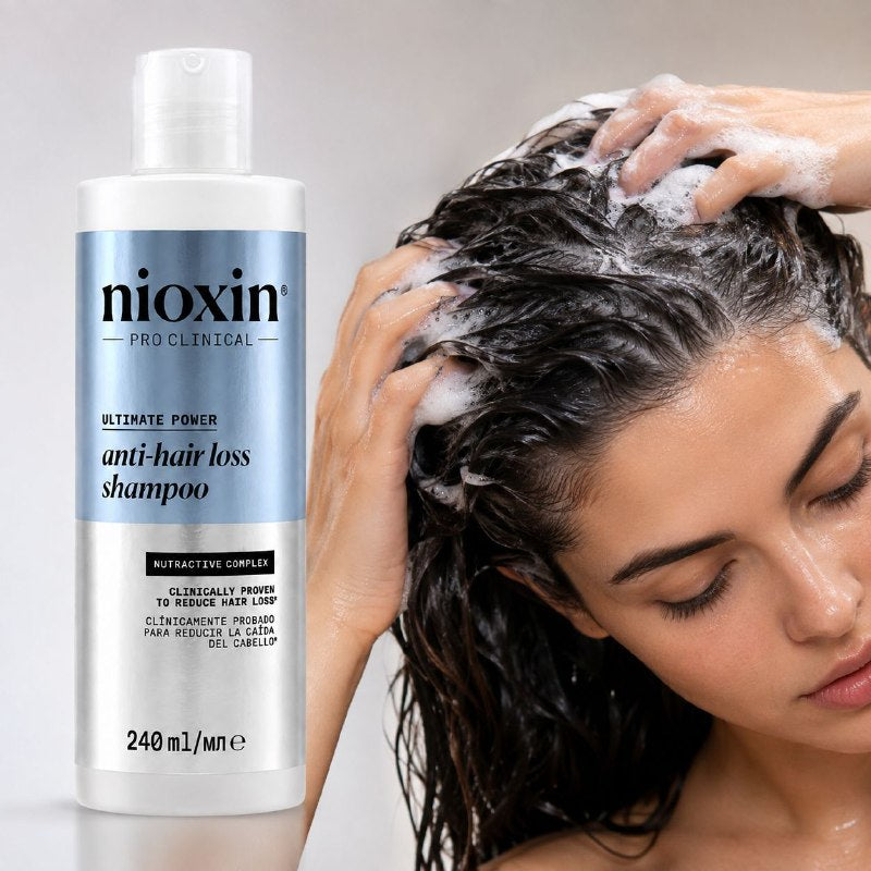 SHAMPOO ANTICAIDA Y FORTALECEDOR CAPILAR CON CAFEINA, ACIDO LAURAICO Y NIACINAMIDA NIOXIN 240ML