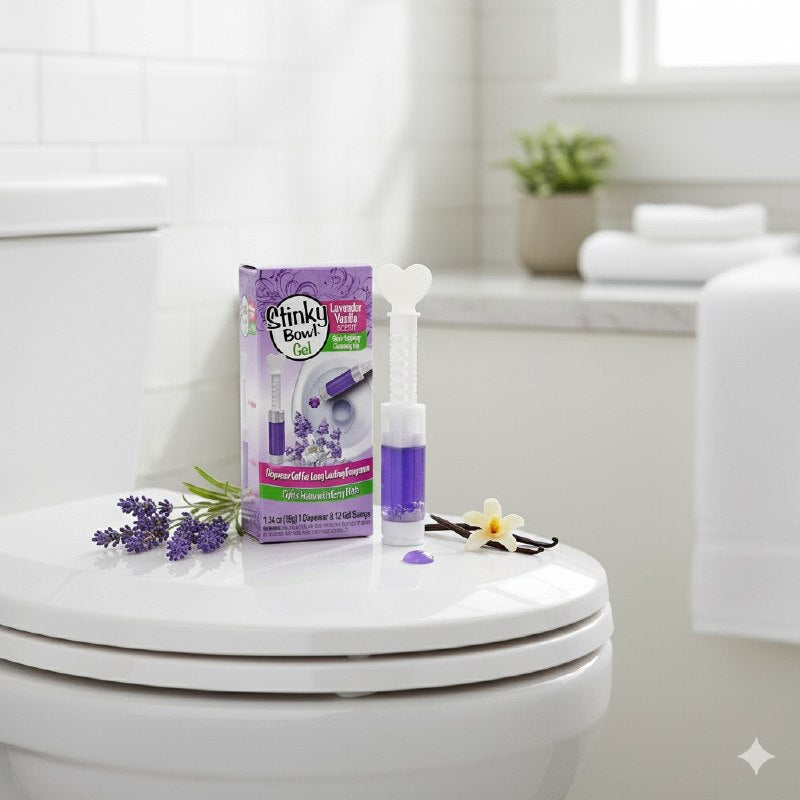 GEL LIMPIADOR ADHESIVO PARA INODORO BAÑO CON AROMA A LAVANDA STINKY BOWL