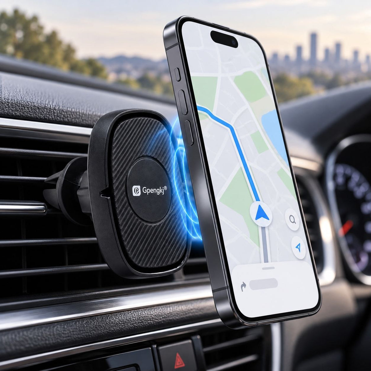 SOPORTE MAGNÉTICO PARA CELULAR EN REJILLA DE AUTO GPENGKJ CON PLACAS METÁLICAS 6CM