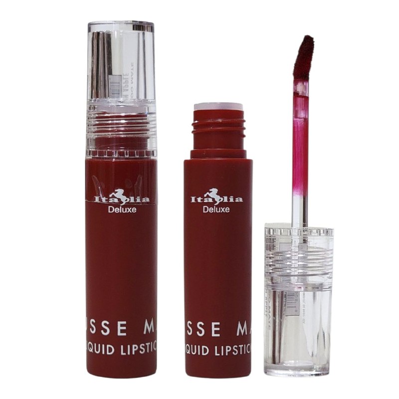 BRILLO LABIAL MATTE, LAPIZ LABIAL LIQUIDO, APLICACION PRECISA CON ACABADO SUAVE TONO 08 POISON APPLE ITALIA DELUXE MOUSSE 3G