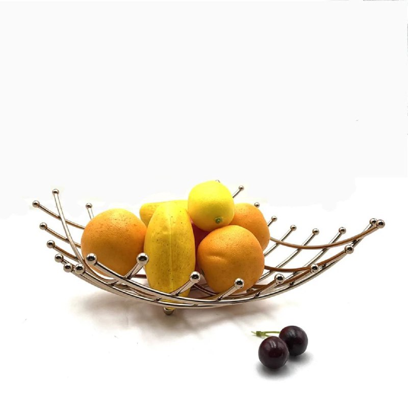 ESTANTE FRUTERO ORGANIZADOR RECTANGULAR DE METAL DORADO