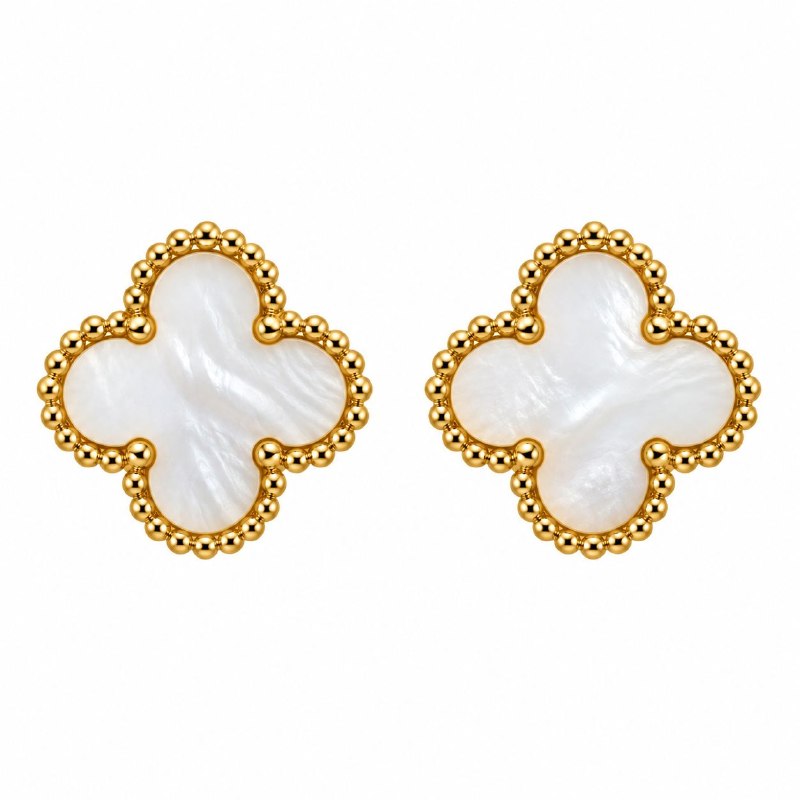 ARITOS DE ENCHAPE PARA DAMA CON DISEÑO DE FLOR 1CM (DUPE DE VAN CLEEF)
