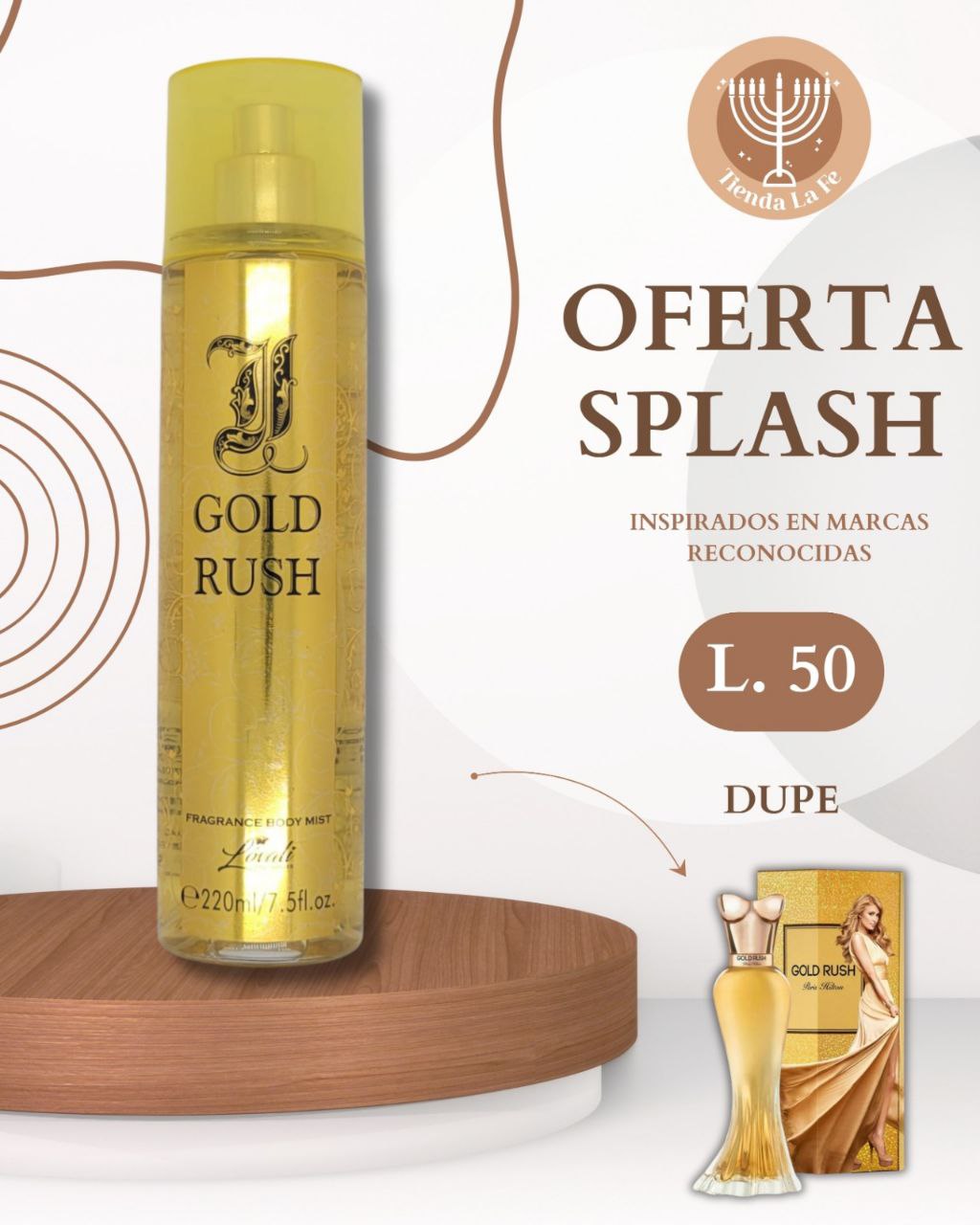 SPLASH LOVALI GOLD RUSH 220ML (M) (DUPE DE PARIS HILTON GOLD RUSH EDP 100ML)