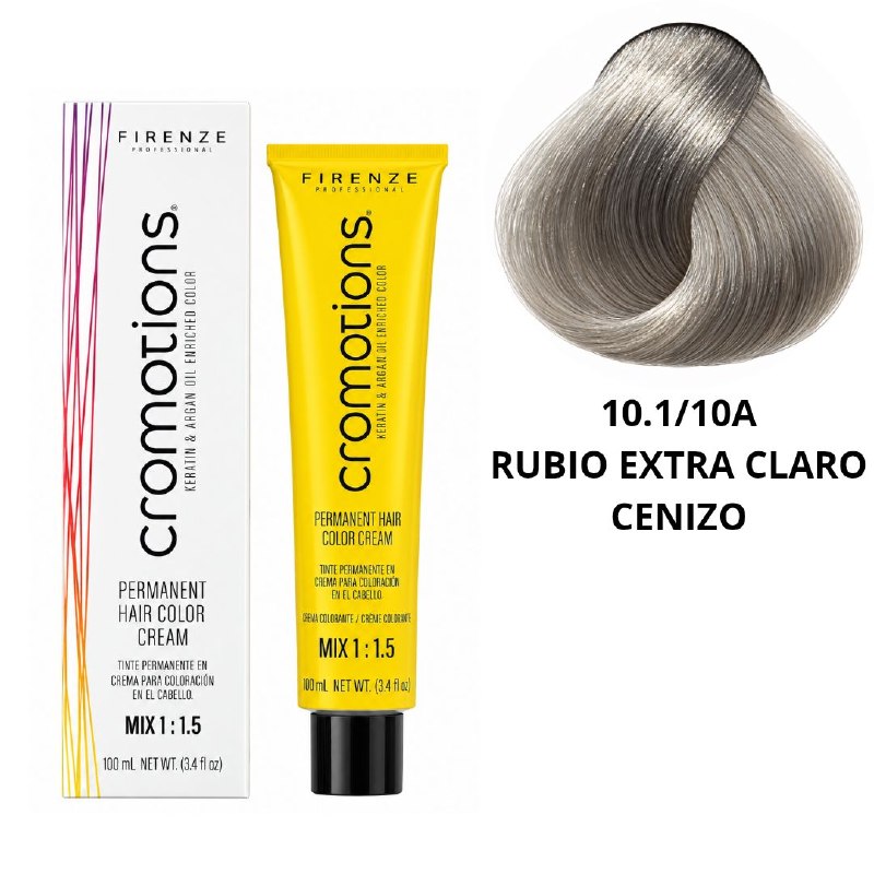 TINTE PERMANENTE PARA EL CABELLO EN CREMA RUBIO EXTRA CLARO CENIZO 10.1/ 10A FIRENZE 100ML