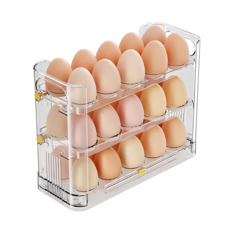ORGANIZADOR DE HUEVOS TRANSPARENTE HUEVERA DE 3 CAPAS PARA 30 HUEVOS 25X10X20CM