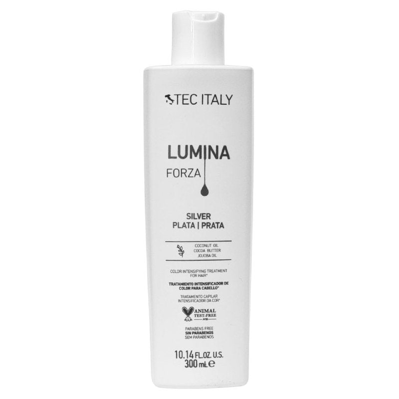 TRATAMIENTO PARA EL CABELLO INTENSIFICADOR DE COLOR PLATA Y CENIZOS CON ACEITE DE COCO, JOJOBA Y MANTECA DE CACAO TEC ITALY 300ML