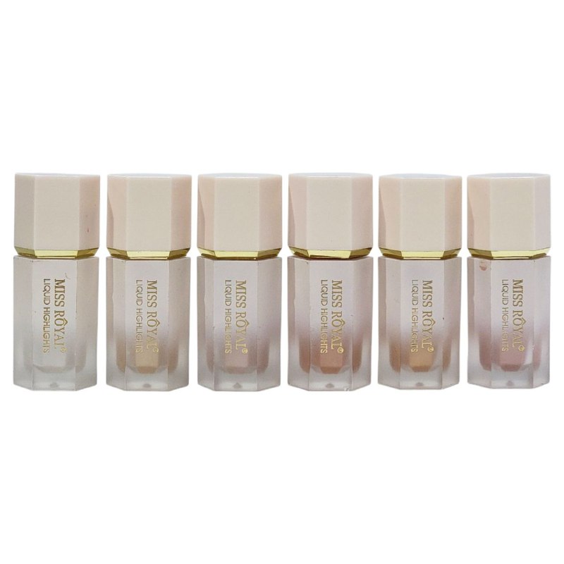 ILUMINADOR LIQUIDO DE LARGA DURACION 2.5G, DUPE DE SHEGLAM, MISS ROYAL RESISTENTE AL AGUA, 6 TONOS