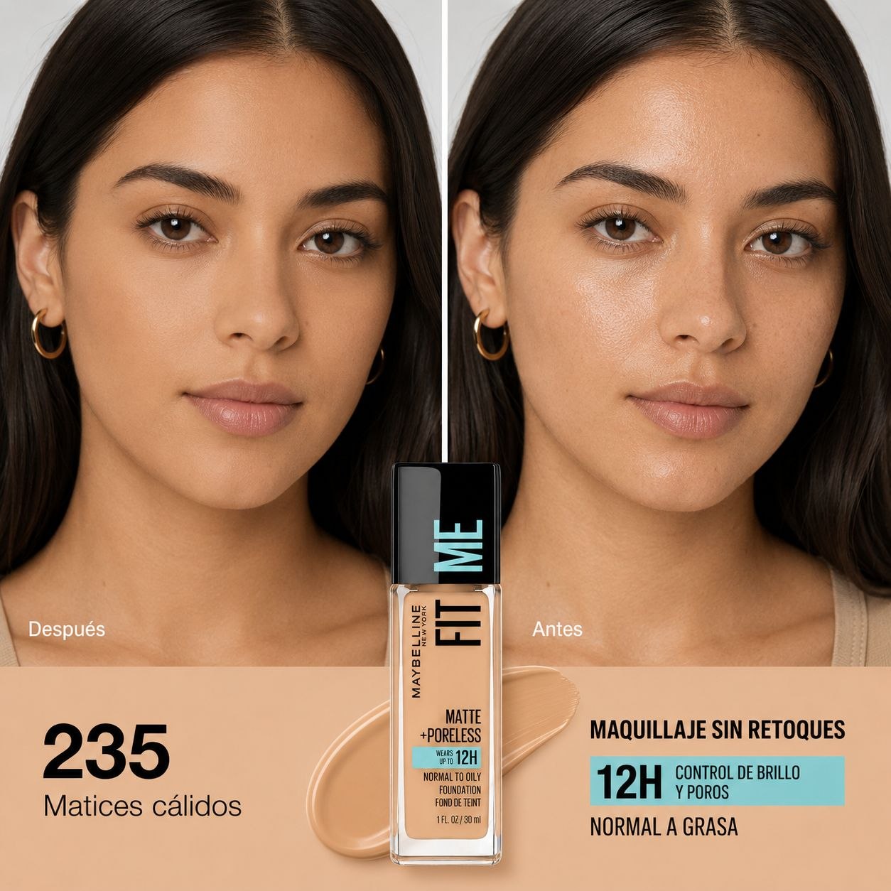 BASE DE MAQUILLAJE FIT ME MATTE 310 SUN BEIGE MAYBELLINE NEW YORK 30ML